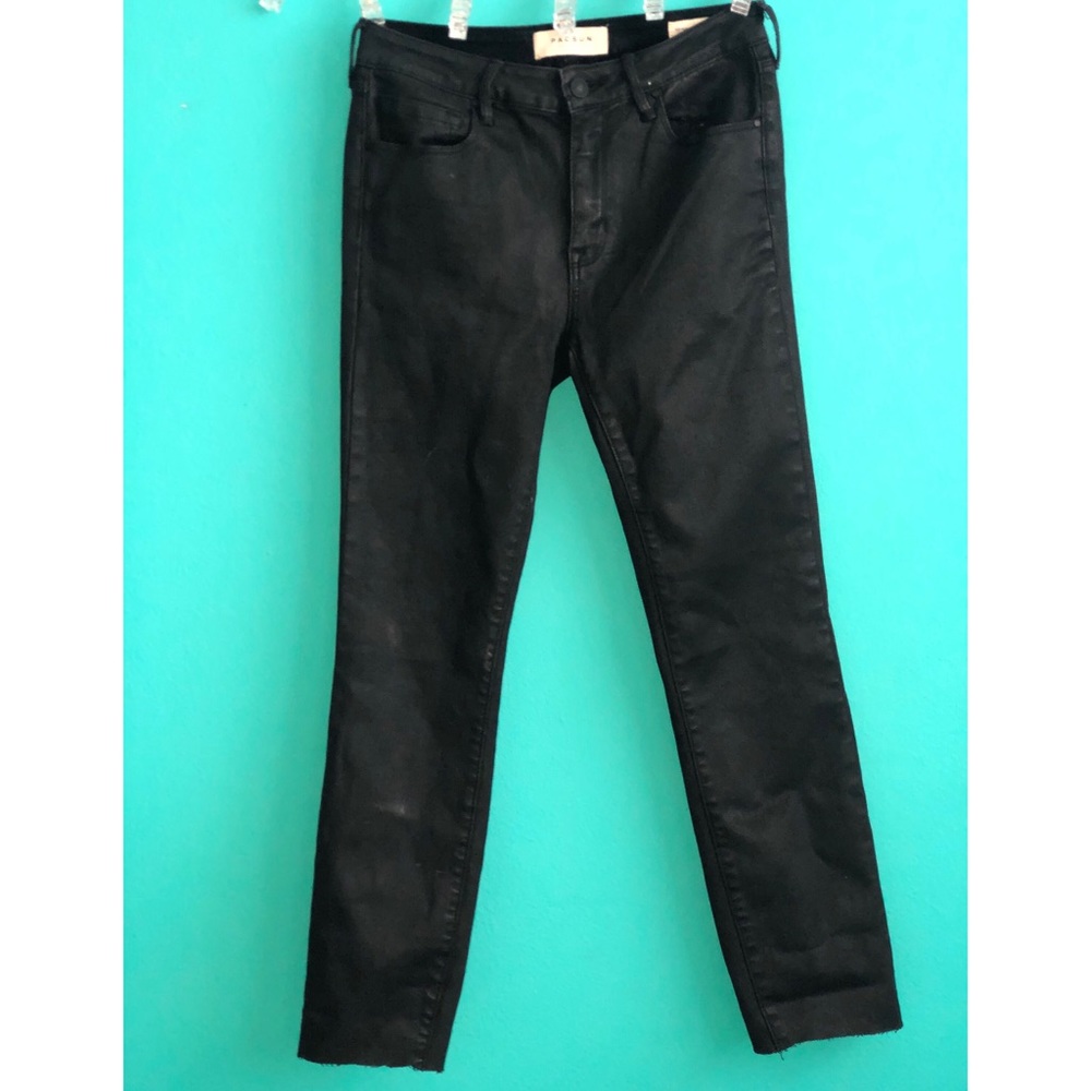 Pacsun leather like mid rise skinny jeans.